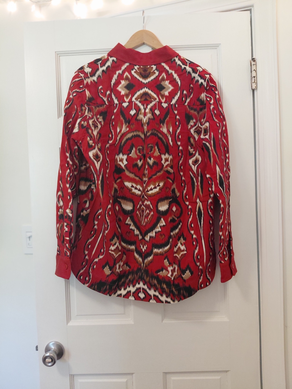 FARM Rio Red Multicolor Ikat-Style Button-Down Shirt - Picture 8 of 8